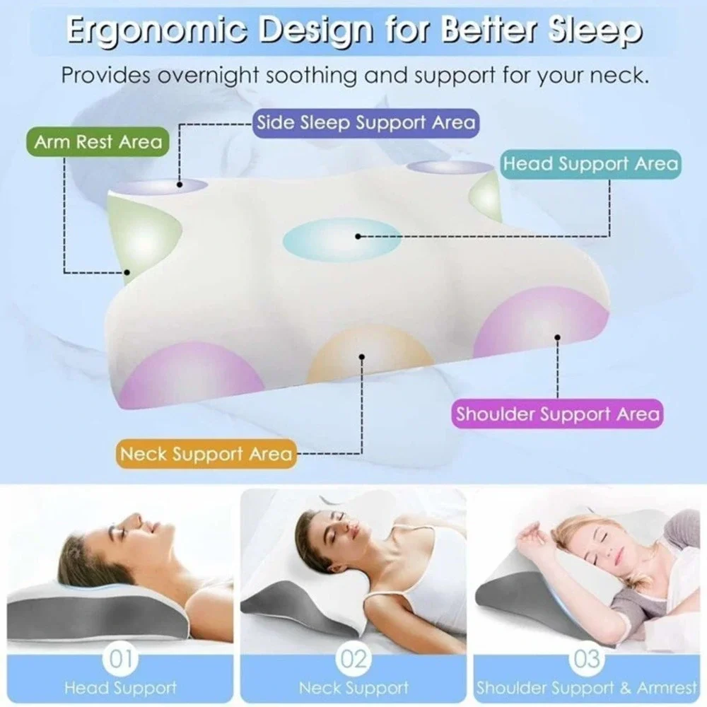 Cervical Neck Pillow Memory Foam Pillows for Neck Pain‎ Relief, Ergonomic Pillow